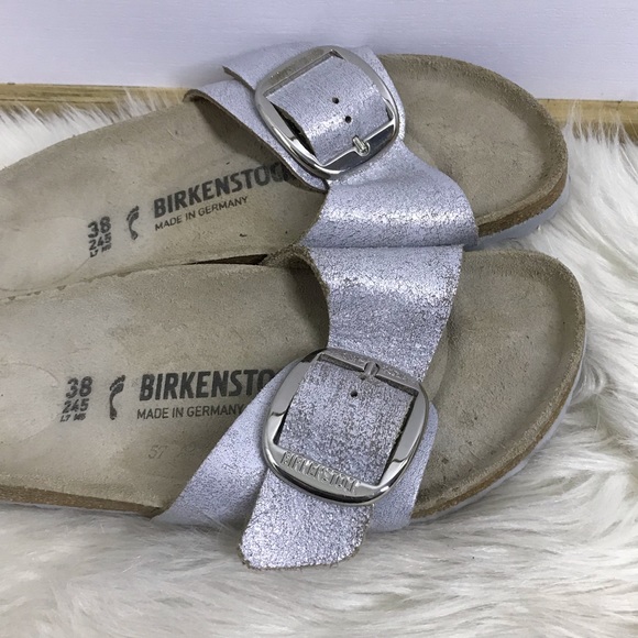 birkenstock Madrid Big Buckle Washed Metallic Blue Silver size 38 - Picture 4 of 15